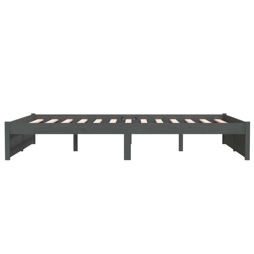 Bedframe Massief Hout Grijs 135X190 Cm 4Ft6 Double