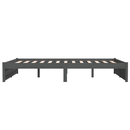 Bedframe Massief Hout Grijs 135X190 Cm 4Ft6 Double