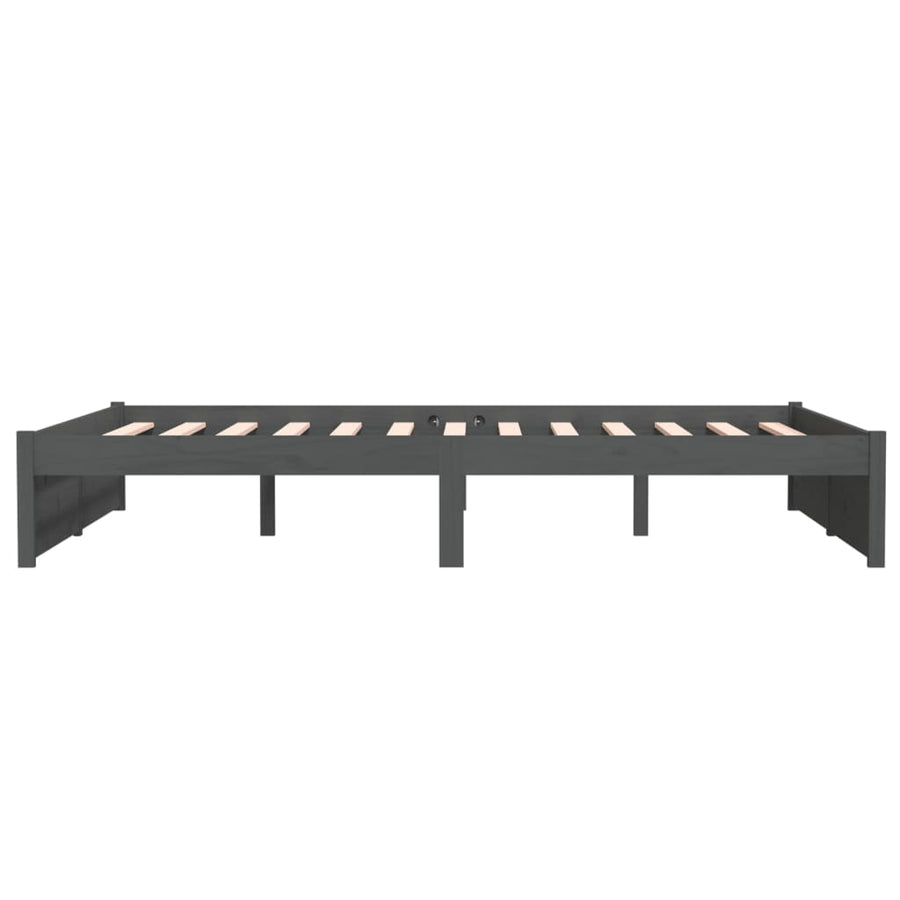 Bedframe Massief Hout Grijs 135X190 Cm 4Ft6 Double