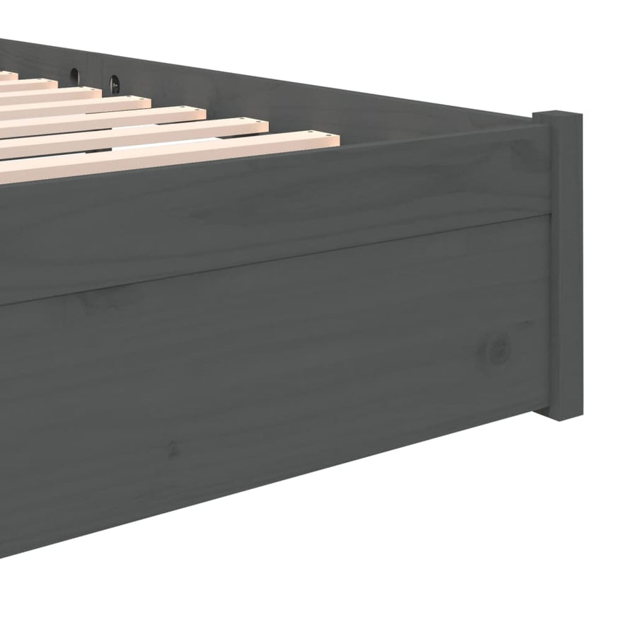 Bedframe Massief Hout Grijs 135X190 Cm 4Ft6 Double