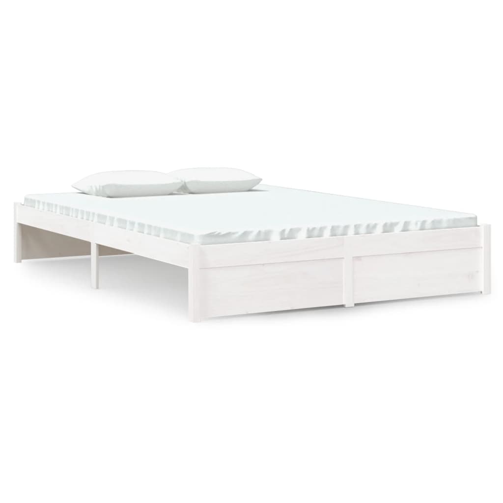 Bedframe Massief Hout Wit 140X190 Cm