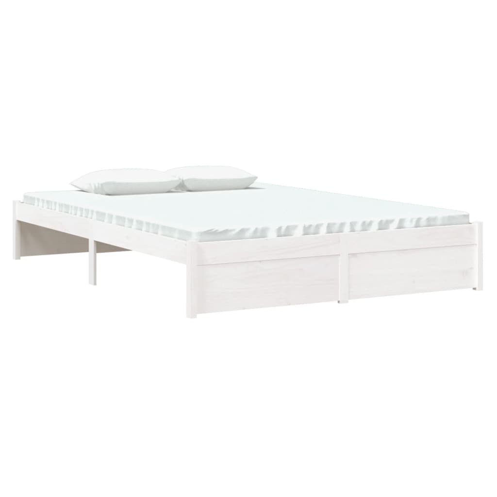 Bedframe Massief Hout Wit 140X190 Cm
