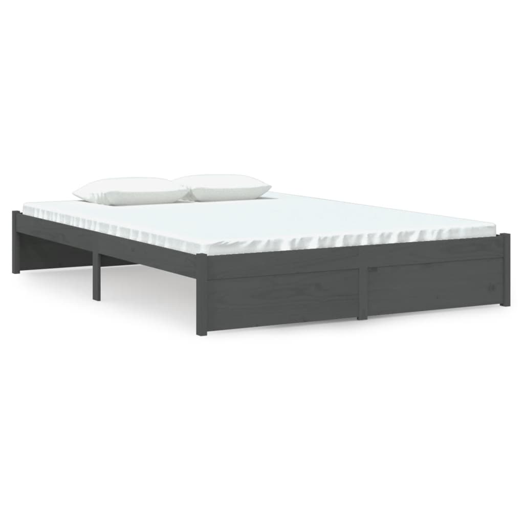 Bedframe Massief Hout Grijs 140X190 Cm