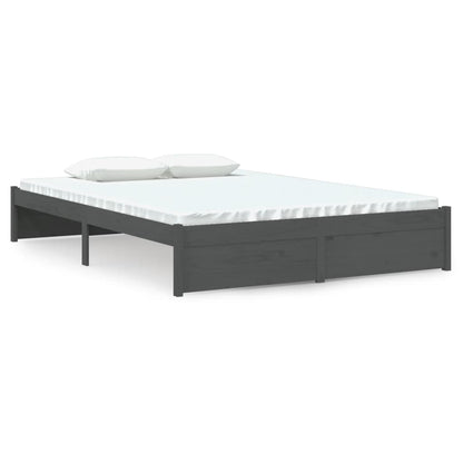 Bedframe Massief Hout Grijs 140X190 Cm