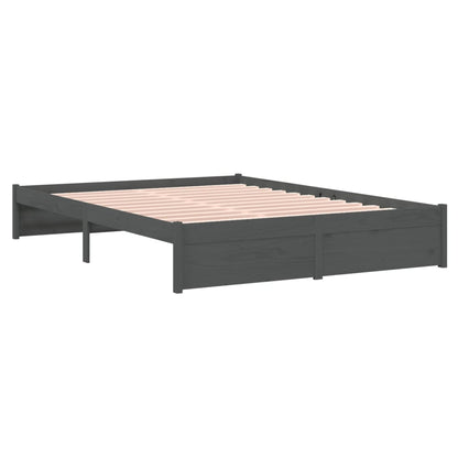 Bedframe Massief Hout Grijs 140X190 Cm