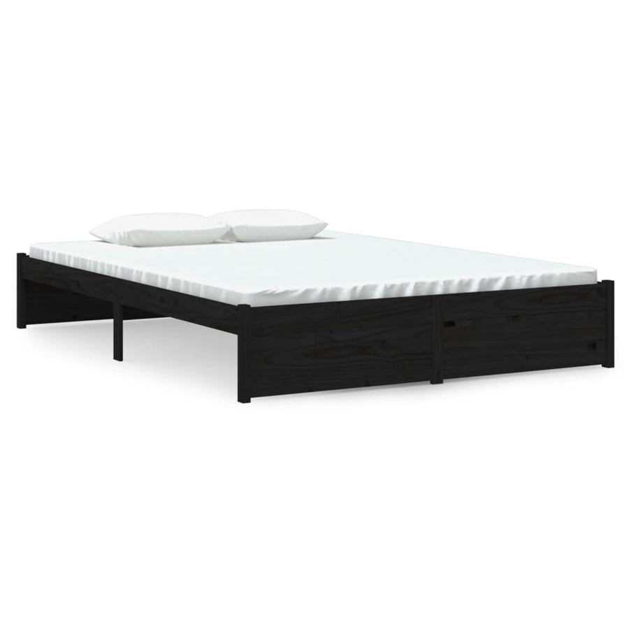 Bedframe Massief Hout Zwart 140X190 Cm