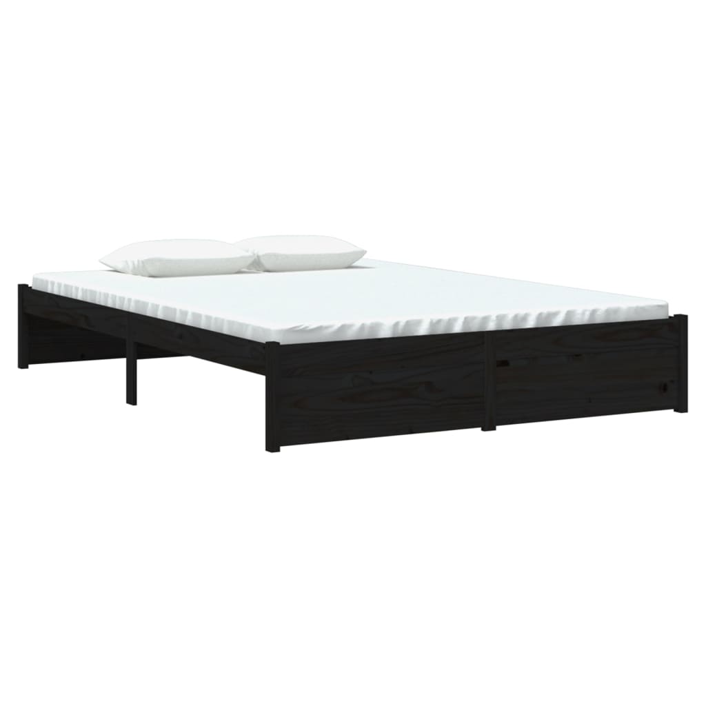 Bedframe Massief Hout Zwart 140X190 Cm