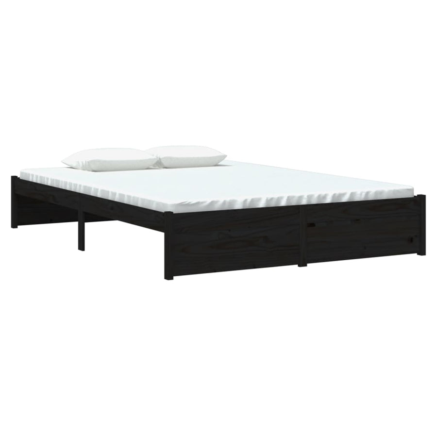 Bedframe Massief Hout Zwart 140X190 Cm