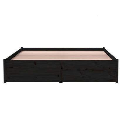 Bedframe Massief Hout Zwart 140X190 Cm