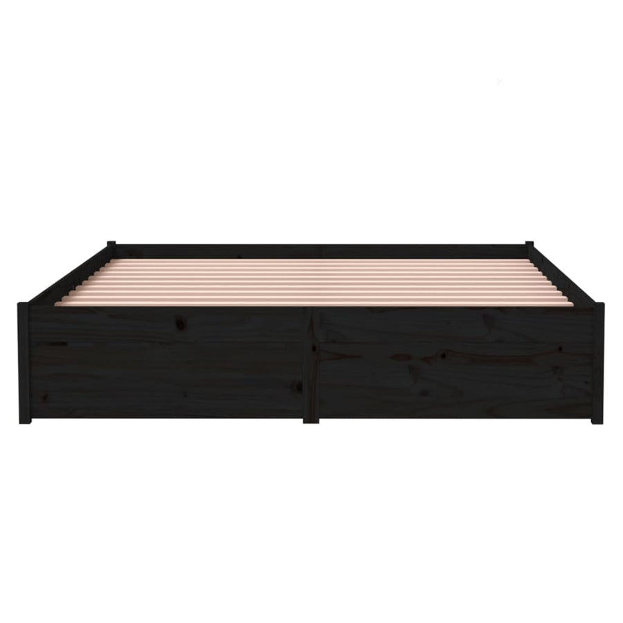 Bedframe Massief Hout Zwart 140X190 Cm