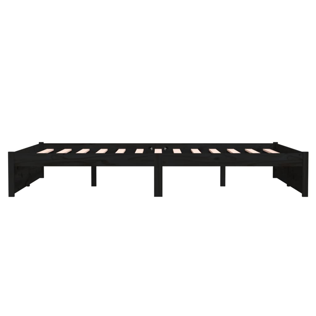 Bedframe Massief Hout Zwart 140X190 Cm