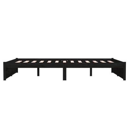 Bedframe Massief Hout Zwart 140X190 Cm