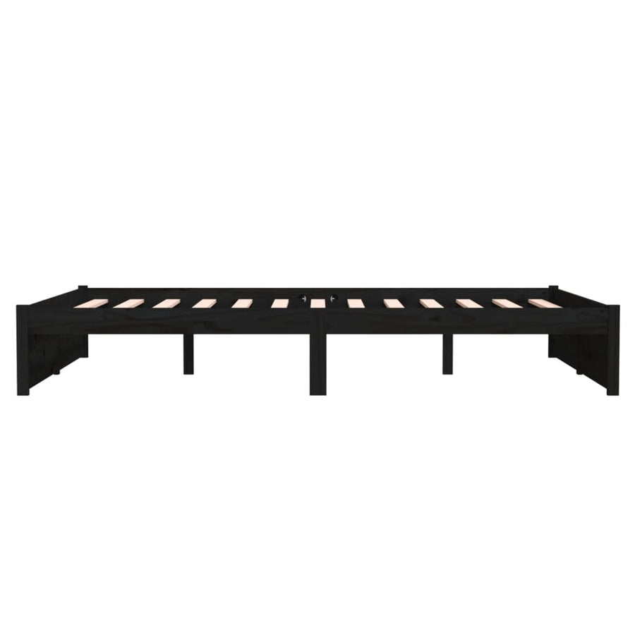 Bedframe Massief Hout Zwart 140X190 Cm