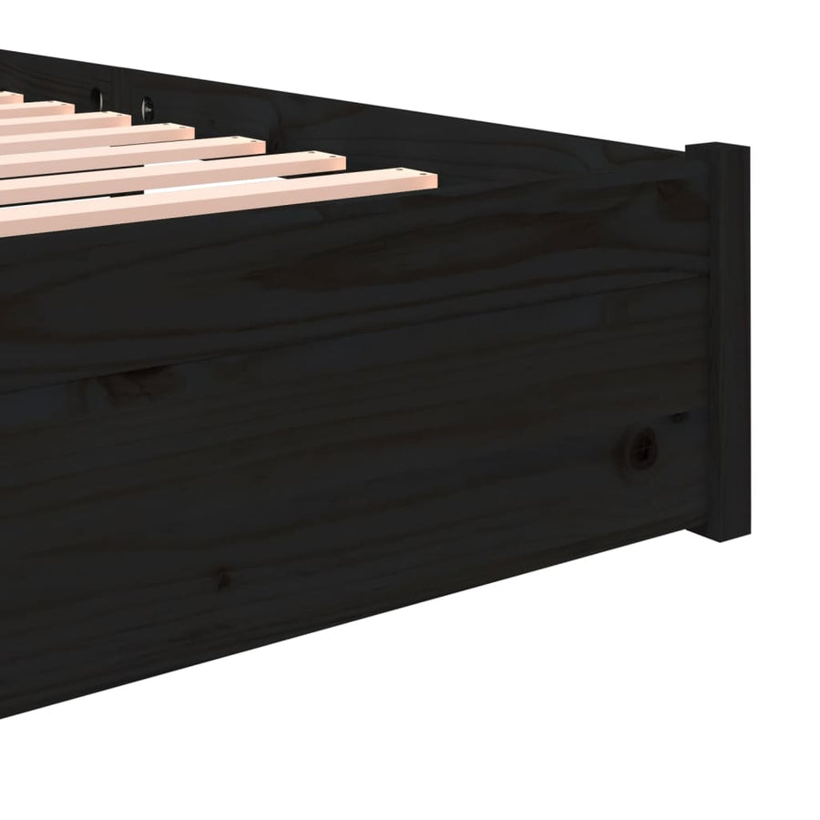 Bedframe Massief Hout Zwart 140X190 Cm