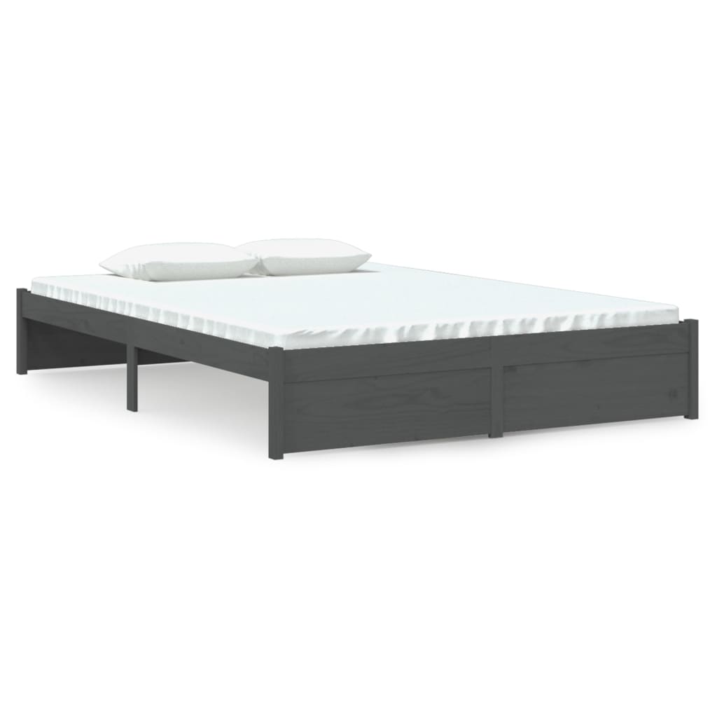 Bedframe Massief Hout Grijs 140X200 Cm