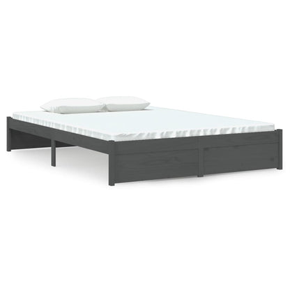 Bedframe Massief Hout Grijs 140X200 Cm
