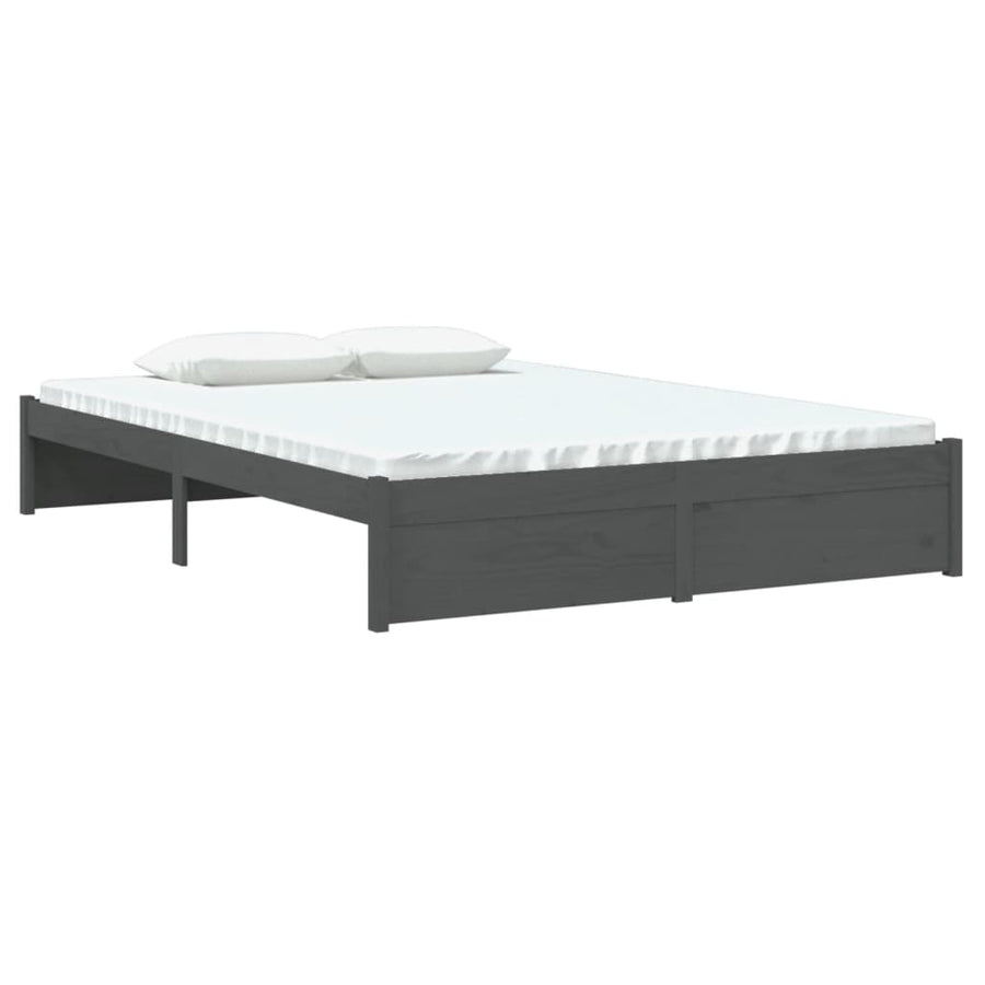 Bedframe Massief Hout Grijs 140X200 Cm