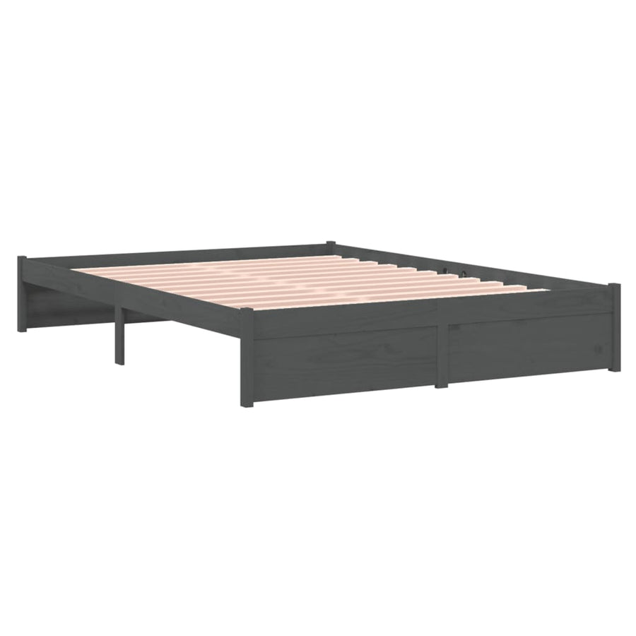 Bedframe Massief Hout Grijs 140X200 Cm