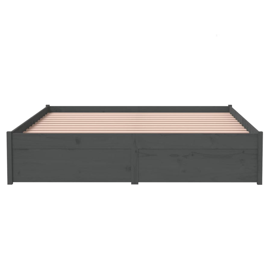 Bedframe Massief Hout Grijs 140X200 Cm