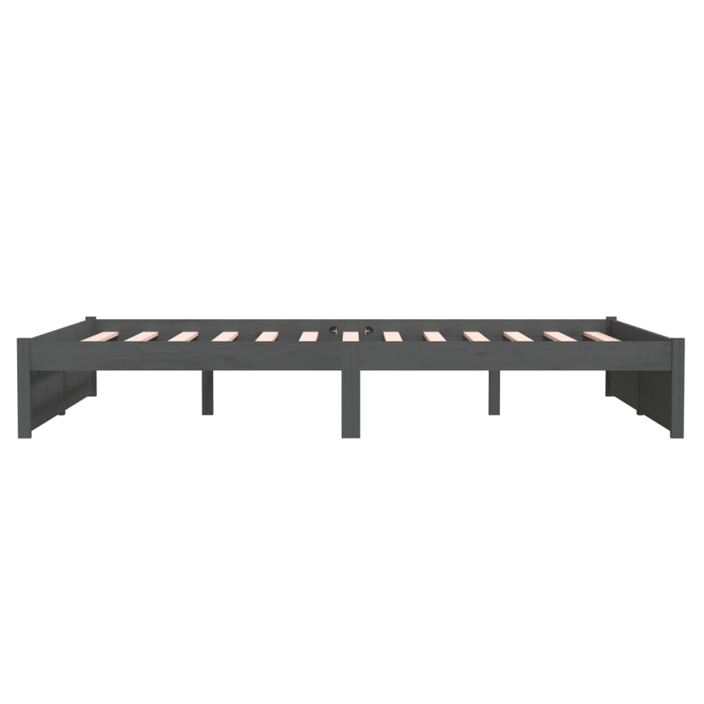 Bedframe Massief Hout Grijs 140X200 Cm