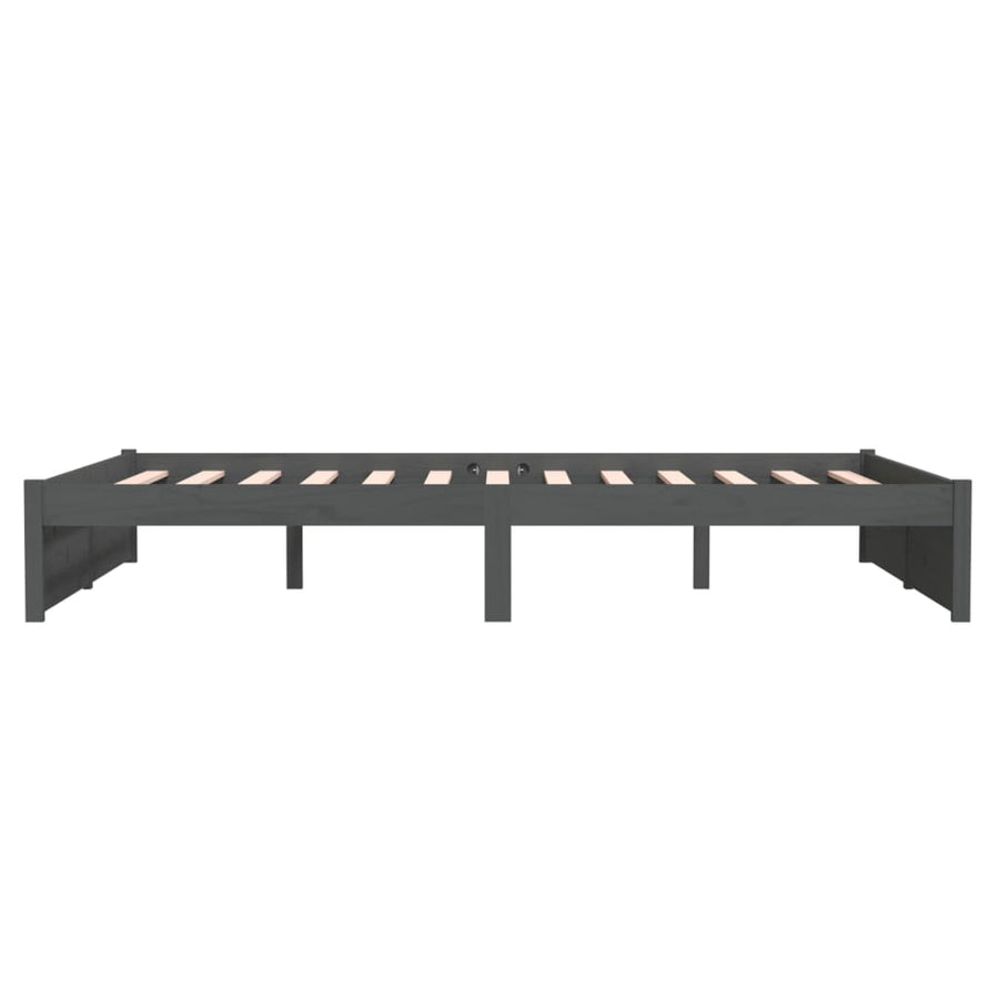 Bedframe Massief Hout Grijs 140X200 Cm