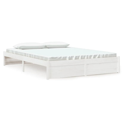 Bedframe Massief Hout Wit 150X200 Cm 5Ft King Size