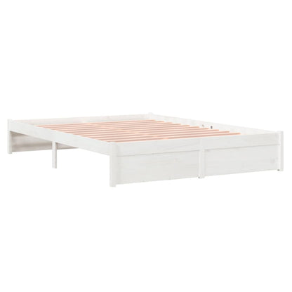 Bedframe Massief Hout Wit 150X200 Cm 5Ft King Size