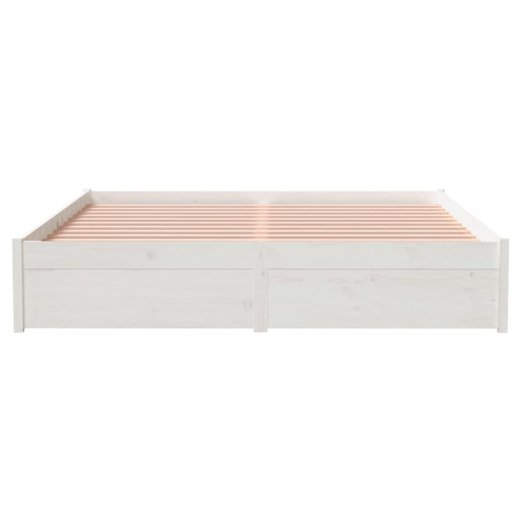Bedframe Massief Hout Wit 150X200 Cm 5Ft King Size