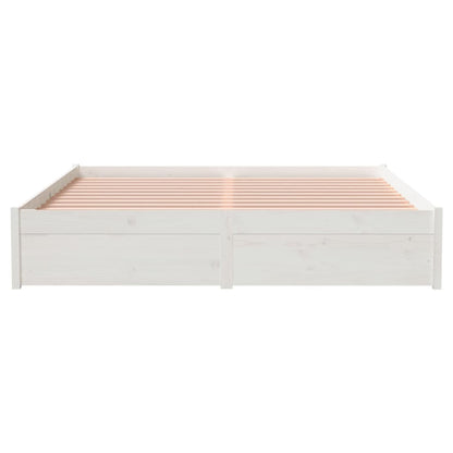 Bedframe Massief Hout Wit 150X200 Cm 5Ft King Size