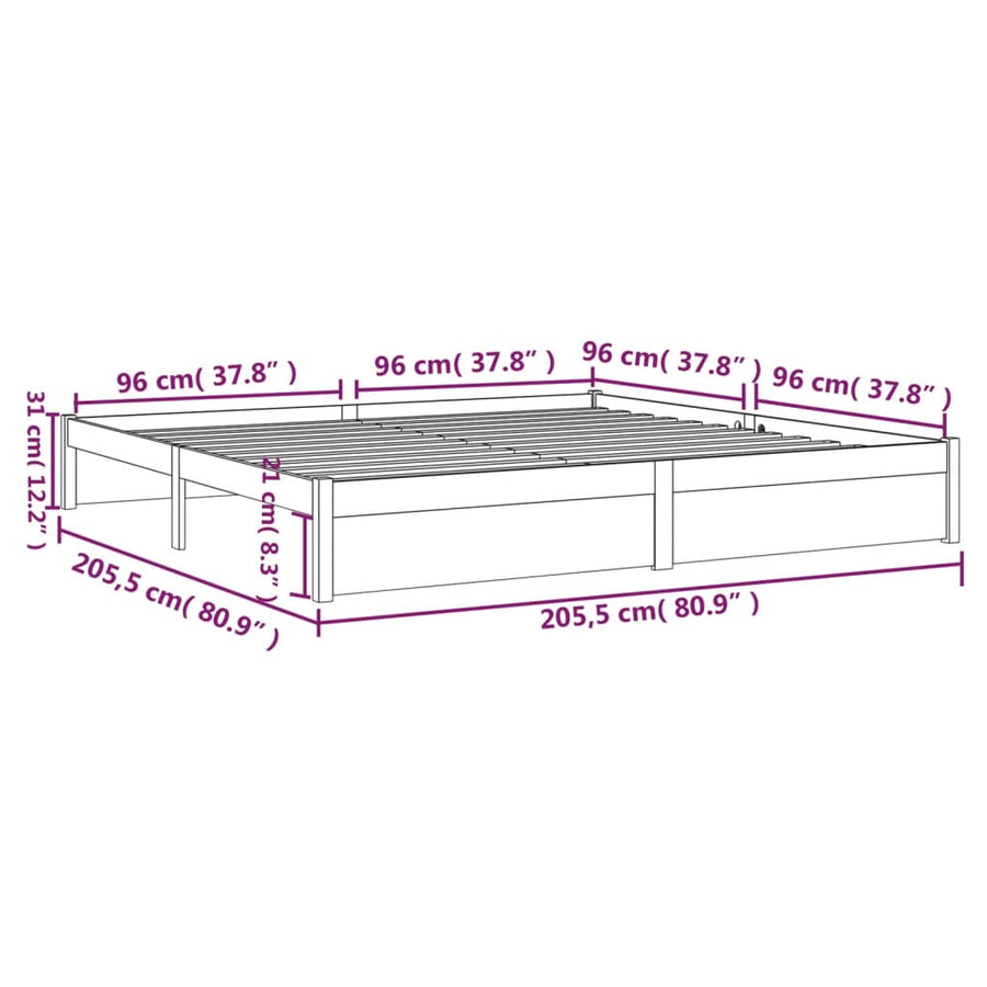 Bedframe Massief Hout Honingbruin 200X200 Cm