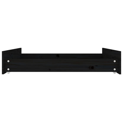 Bedlades 2 st massief grenenhout zwart