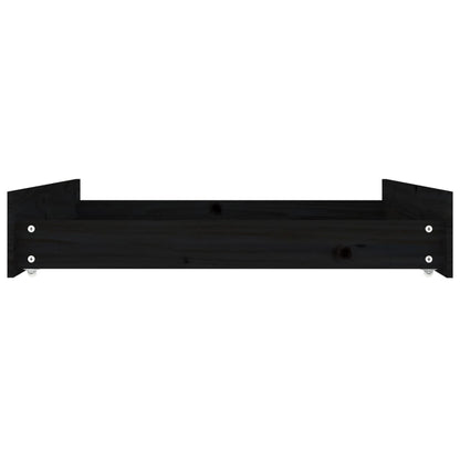 Bedlades 2 st massief grenenhout zwart