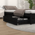 Bedside drawers 2 pcs solid pine wood black