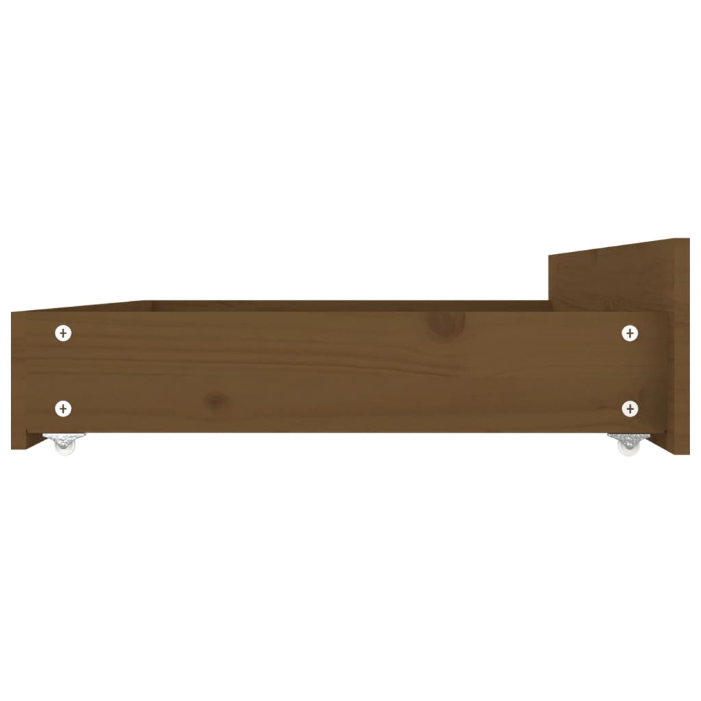 Bedlades 4 st massief grenenhout honingbruin