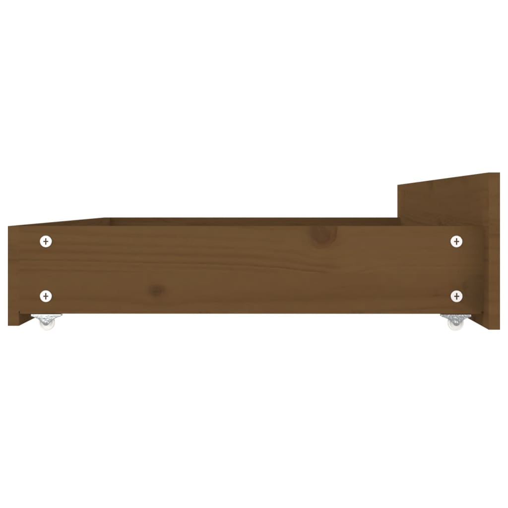 Bedlades 4 st massief grenenhout honingbruin