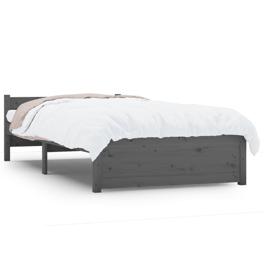 Bedframe Massief Hout Grijs 75X190 Cm 2Ft6 Small Single
