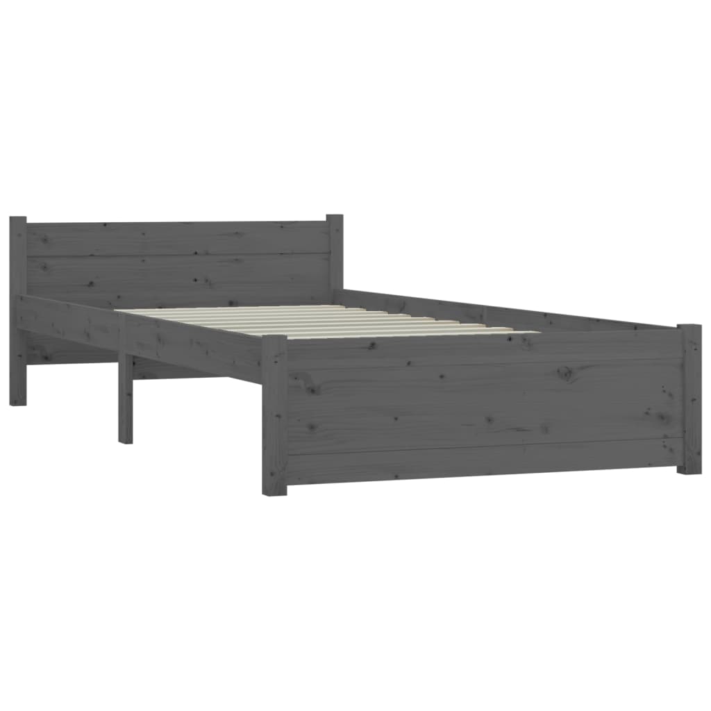 Bedframe Massief Hout Grijs 75X190 Cm 2Ft6 Small Single