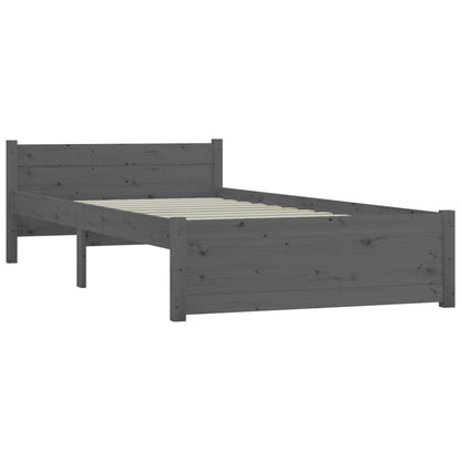 Bedframe Massief Hout Grijs 75X190 Cm 2Ft6 Small Single