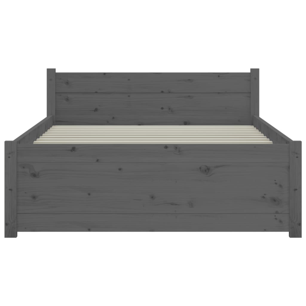 Bedframe Massief Hout Grijs 75X190 Cm 2Ft6 Small Single