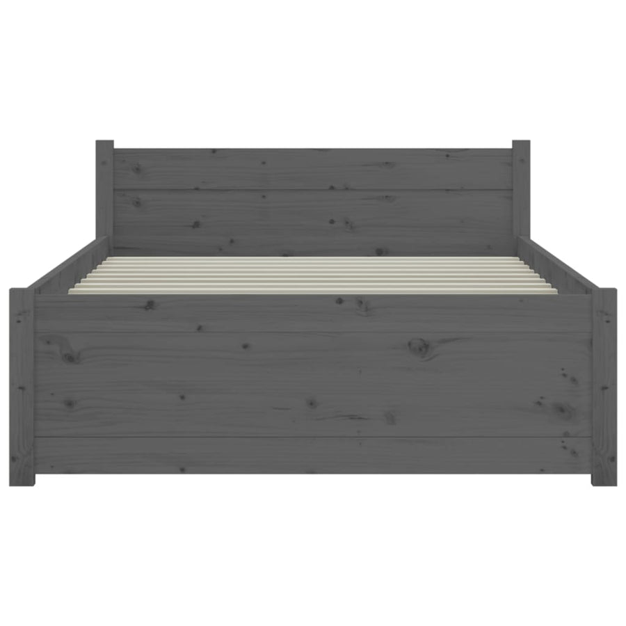 Bedframe Massief Hout Grijs 75X190 Cm 2Ft6 Small Single