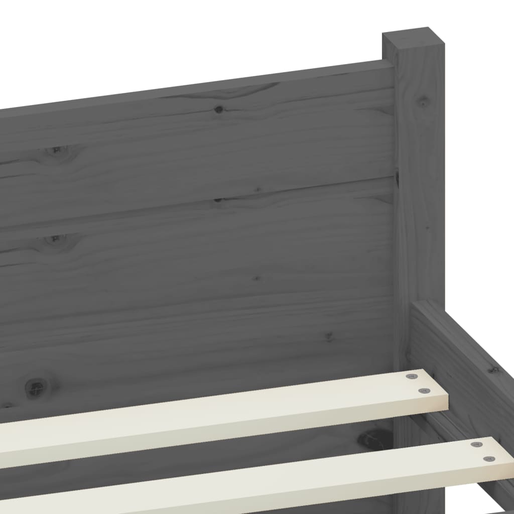 Bedframe Massief Hout Grijs 75X190 Cm 2Ft6 Small Single