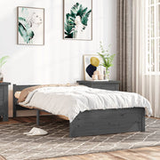 Bedframe massief grenenhout grijs 75x190 cm