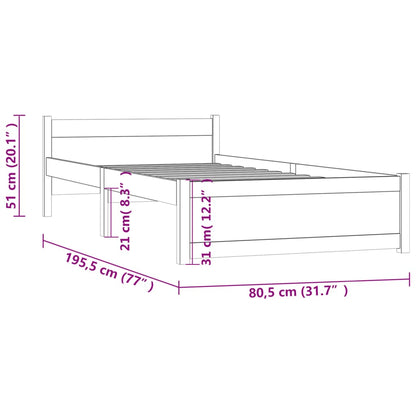 Bedframe Massief Hout Honingbruin 75X190 Cm 2Ft6 Small Single