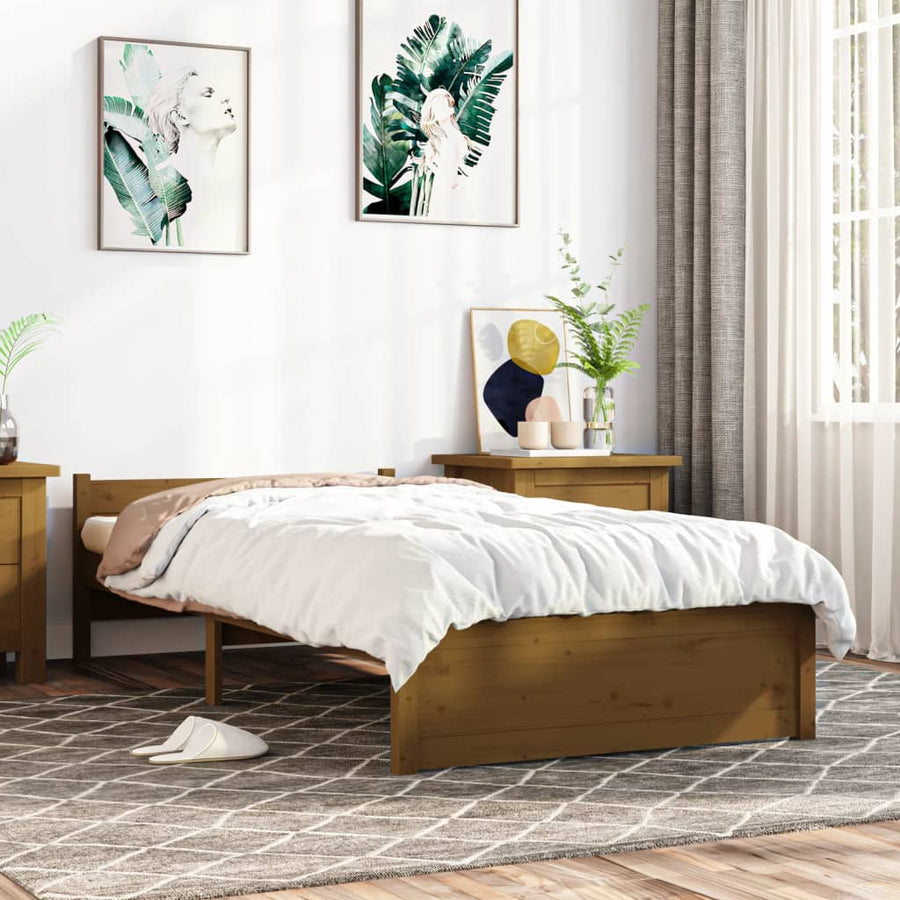 Bedframe Massief Hout Honingbruin 75X190 Cm 2Ft6 Small Single