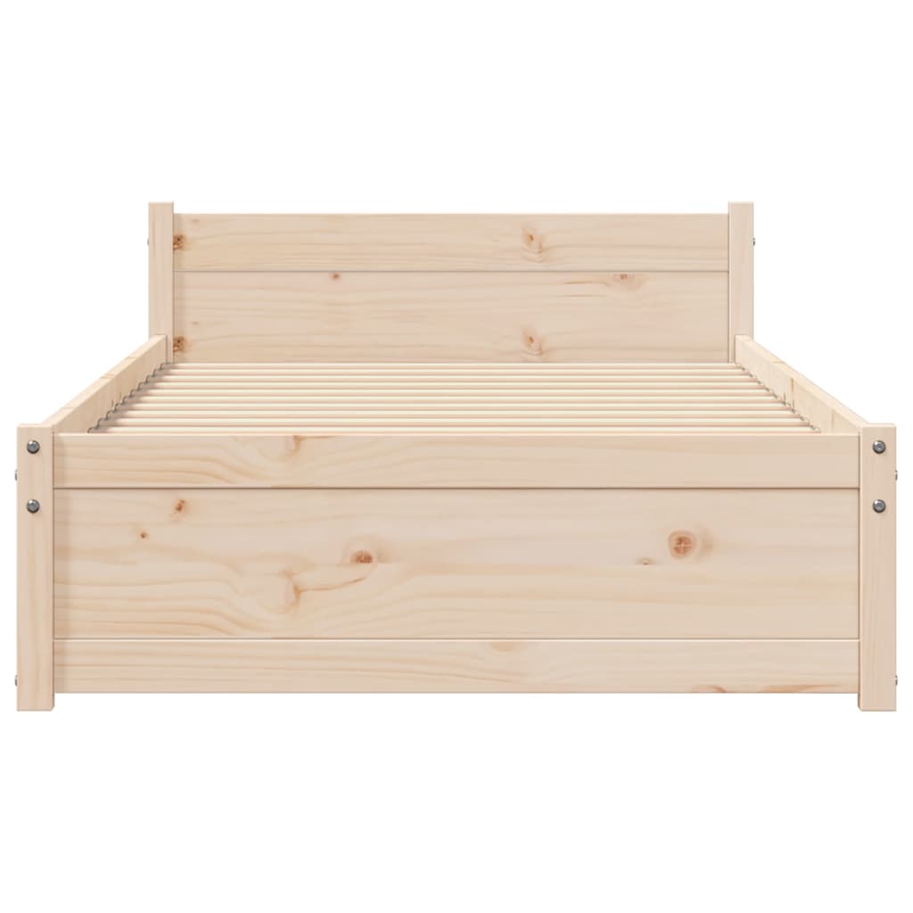 Bedframe Massief Hout 90 x 190 cm Naturel