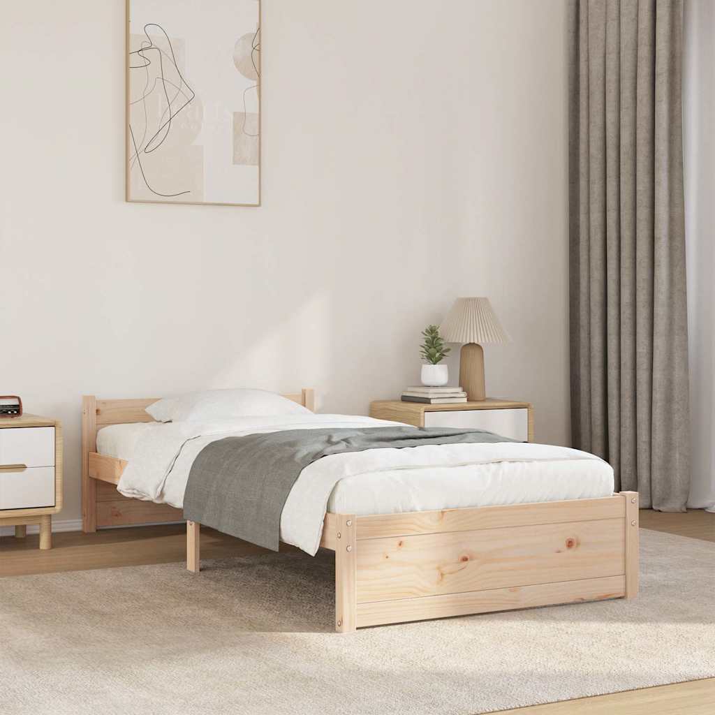 Bedframe Massief Hout 90 x 190 cm Naturel