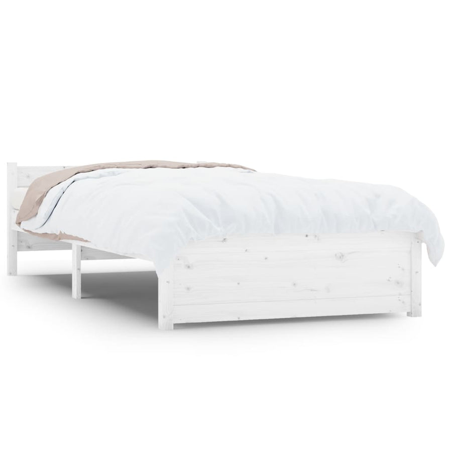 Bedframe Massief Hout Single 90 x 190 cm Wit