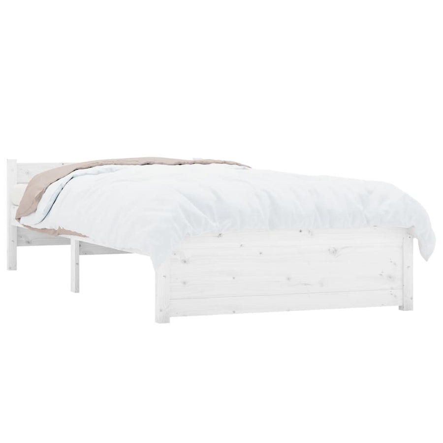 Bedframe Massief Hout Single 90 x 190 cm Wit