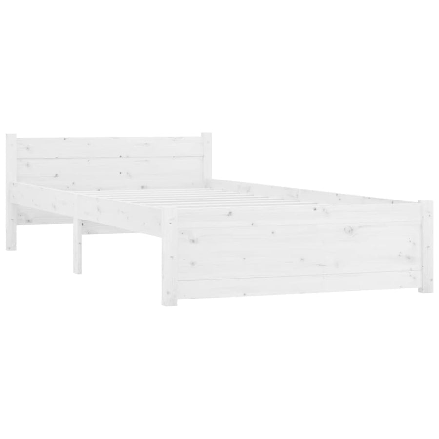 Bedframe Massief Hout Single 90 x 190 cm Wit