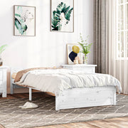 Solid white wooden bed frame 90x190 cm